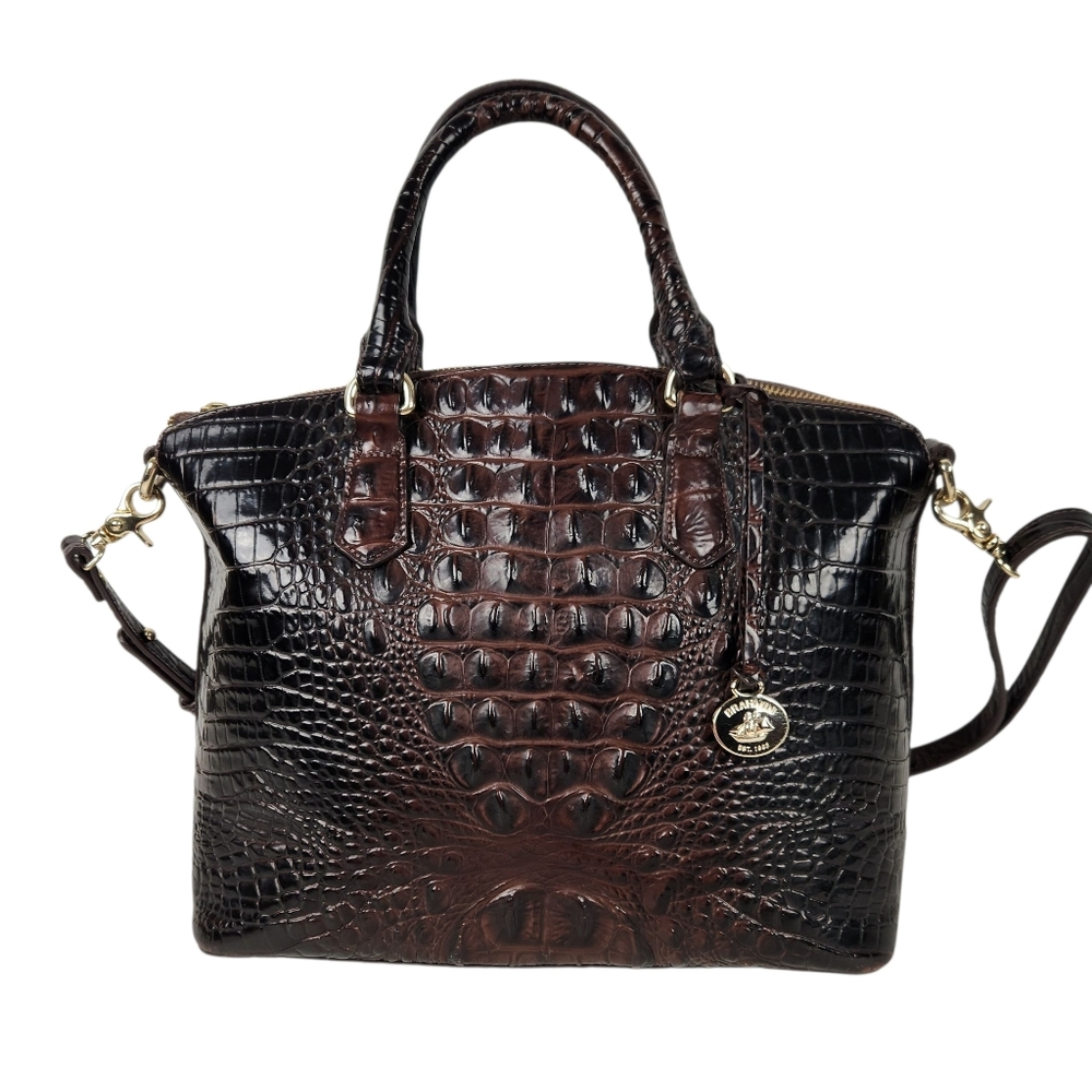 Brahmin Large Duxbury Ironwood Melbourne Satchel Shoulder Bag Purse Leather